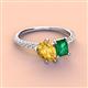 3 - Zahara 9x6 mm Pear Citrine and 7x5 mm Emerald Cut Lab Created Emerald 2 Stone Duo Ring 