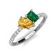 4 - Zahara 9x6 mm Pear Citrine and 7x5 mm Emerald Cut Lab Created Emerald 2 Stone Duo Ring 