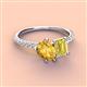 3 - Zahara 9x6 mm Pear Citrine and 7x5 mm Emerald Cut Lab Created Yellow Sapphire 2 Stone Duo Ring 