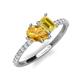 4 - Zahara 9x6 mm Pear Citrine and 7x5 mm Emerald Cut Lab Created Yellow Sapphire 2 Stone Duo Ring 