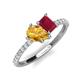 4 - Zahara 9x6 mm Pear Citrine and 7x5 mm Emerald Cut Lab Created Ruby 2 Stone Duo Ring 