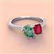 3 - Zahara 9x6 mm Pear Lab Created Alexandrite and 7x5 mm Emerald Cut Lab Created Ruby 2 Stone Duo Ring 