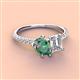3 - Zahara 9x6 mm Pear Lab Created Alexandrite and 7x5 mm Emerald Cut Forever Brilliant Moissanite 2 Stone Duo Ring 