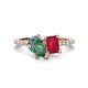 1 - Zahara 9x6 mm Pear Lab Created Alexandrite and 7x5 mm Emerald Cut Lab Created Ruby 2 Stone Duo Ring 