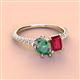 3 - Zahara 9x6 mm Pear Lab Created Alexandrite and 7x5 mm Emerald Cut Lab Created Ruby 2 Stone Duo Ring 