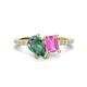 1 - Zahara 9x6 mm Pear Lab Created Alexandrite and 7x5 mm Emerald Cut Lab Created Pink Sapphire 2 Stone Duo Ring 