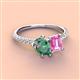 3 - Zahara 9x6 mm Pear Lab Created Alexandrite and 7x5 mm Emerald Cut Lab Created Pink Sapphire 2 Stone Duo Ring 