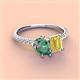 3 - Zahara 9x6 mm Pear Lab Created Alexandrite and 7x5 mm Emerald Cut Lab Created Yellow Sapphire 2 Stone Duo Ring 