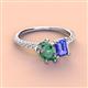 3 - Zahara 9x6 mm Pear Lab Created Alexandrite and 7x5 mm Emerald Cut Tanzanite 2 Stone Duo Ring 