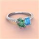 3 - Zahara 9x6 mm Pear Lab Created Alexandrite and 7x5 mm Emerald Cut Blue Topaz 2 Stone Duo Ring 