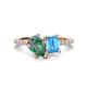 1 - Zahara 9x6 mm Pear Lab Created Alexandrite and 7x5 mm Emerald Cut Blue Topaz 2 Stone Duo Ring 