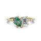 1 - Zahara 9x6 mm Pear Lab Created Alexandrite and IGI Certified 7x5 mm Emerald Cut Lab Grown Diamond 2 Stone Duo Ring 