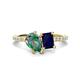 1 - Zahara 9x6 mm Pear Lab Created Alexandrite and 7x5 mm Emerald Cut Lab Created Blue Sapphire 2 Stone Duo Ring 