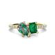 1 - Zahara 9x6 mm Pear Lab Created Alexandrite and 7x5 mm Emerald Cut Lab Created Emerald 2 Stone Duo Ring 