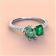 3 - Zahara 9x6 mm Pear Lab Created Alexandrite and 7x5 mm Emerald Cut Lab Created Emerald 2 Stone Duo Ring 