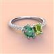 3 - Zahara 9x6 mm Pear Lab Created Alexandrite and 7x5 mm Emerald Cut Peridot 2 Stone Duo Ring 
