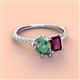 3 - Zahara 9x6 mm Pear Lab Created Alexandrite and 7x5 mm Emerald Cut Rhodolite Garnet 2 Stone Duo Ring 