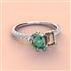 3 - Zahara 9x6 mm Pear Lab Created Alexandrite and 7x5 mm Emerald Cut Smoky Quartz 2 Stone Duo Ring 