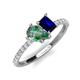 4 - Zahara 9x6 mm Pear Lab Created Alexandrite and 7x5 mm Emerald Cut Lab Created Blue Sapphire 2 Stone Duo Ring 