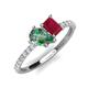 4 - Zahara 9x6 mm Pear Lab Created Alexandrite and 7x5 mm Emerald Cut Lab Created Ruby 2 Stone Duo Ring 