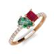 4 - Zahara 9x6 mm Pear Lab Created Alexandrite and 7x5 mm Emerald Cut Lab Created Ruby 2 Stone Duo Ring 