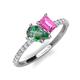 4 - Zahara 9x6 mm Pear Lab Created Alexandrite and 7x5 mm Emerald Cut Lab Created Pink Sapphire 2 Stone Duo Ring 