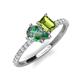 4 - Zahara 9x6 mm Pear Lab Created Alexandrite and 7x5 mm Emerald Cut Peridot 2 Stone Duo Ring 