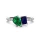 1 - Zahara 9x7 mm Pear Emerald and 7x5 mm Emerald Cut Lab Created Blue Sapphire 2 Stone Duo Ring 