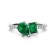 1 - Zahara 9x7 mm Pear Emerald and 7x5 mm Emerald Cut Lab Created Emerald 2 Stone Duo Ring 