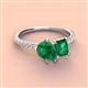 3 - Zahara 9x7 mm Pear Emerald and 7x5 mm Emerald Cut Lab Created Emerald 2 Stone Duo Ring 