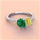 3 - Zahara 9x7 mm Pear Emerald and 7x5 mm Emerald Cut Lab Created Yellow Sapphire 2 Stone Duo Ring 