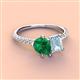 3 - Zahara 9x7 mm Pear Emerald and 7x5 mm Emerald Cut Aquamarine 2 Stone Duo Ring 
