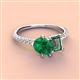 3 - Zahara 9x7 mm Pear Emerald and 7x5 mm Emerald Cut Lab Created Alexandrite 2 Stone Duo Ring 