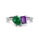 1 - Zahara 9x7 mm Pear Emerald and 7x5 mm Emerald Cut Amethyst 2 Stone Duo Ring 