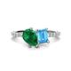1 - Zahara 9x7 mm Pear Emerald and 7x5 mm Emerald Cut Blue Topaz 2 Stone Duo Ring 