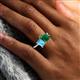 2 - Zahara 9x7 mm Pear Emerald and 7x5 mm Emerald Cut Blue Topaz 2 Stone Duo Ring 