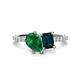 1 - Zahara 9x7 mm Pear Emerald and 7x5 mm Emerald Cut London Blue Topaz 2 Stone Duo Ring 