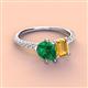 3 - Zahara 9x7 mm Pear Emerald and 7x5 mm Emerald Cut Citrine 2 Stone Duo Ring 