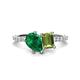 1 - Zahara 9x7 mm Pear Emerald and 7x5 mm Emerald Cut Peridot 2 Stone Duo Ring 