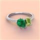 3 - Zahara 9x7 mm Pear Emerald and 7x5 mm Emerald Cut Peridot 2 Stone Duo Ring 