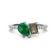 1 - Zahara 9x7 mm Pear Emerald and 7x5 mm Emerald Cut Smoky Quartz 2 Stone Duo Ring 