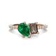 1 - Zahara 9x7 mm Pear Emerald and 7x5 mm Emerald Cut Smoky Quartz 2 Stone Duo Ring 