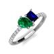 4 - Zahara 9x7 mm Pear Emerald and 7x5 mm Emerald Cut Lab Created Blue Sapphire 2 Stone Duo Ring 