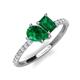 4 - Zahara 9x7 mm Pear Emerald and 7x5 mm Emerald Cut Lab Created Emerald 2 Stone Duo Ring 