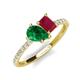 4 - Zahara 9x7 mm Pear Emerald and 7x5 mm Emerald Cut Lab Created Ruby 2 Stone Duo Ring 