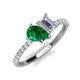 4 - Zahara 9x7 mm Pear Emerald and 7x5 mm GIA Certified Emerald Cut Diamond 2 Stone Duo Ring 