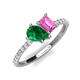 4 - Zahara 9x7 mm Pear Emerald and 7x5 mm Emerald Cut Lab Created Pink Sapphire 2 Stone Duo Ring 