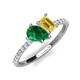 4 - Zahara 9x7 mm Pear Emerald and 7x5 mm Emerald Cut Lab Created Yellow Sapphire 2 Stone Duo Ring 