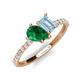 4 - Zahara 9x7 mm Pear Emerald and 7x5 mm Emerald Cut Aquamarine 2 Stone Duo Ring 