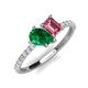 4 - Zahara 9x7 mm Pear Emerald and 7x5 mm Emerald Cut Pink Tourmaline 2 Stone Duo Ring 